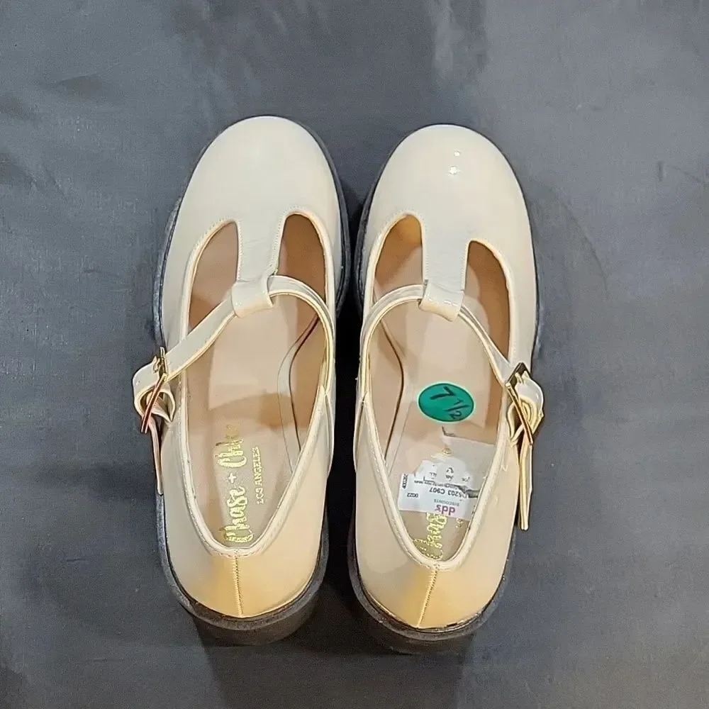 BRAND NEW CHASE+C WOMEN’S ROUND TOE T-STRAP BLOCK HEEL SHOE G1